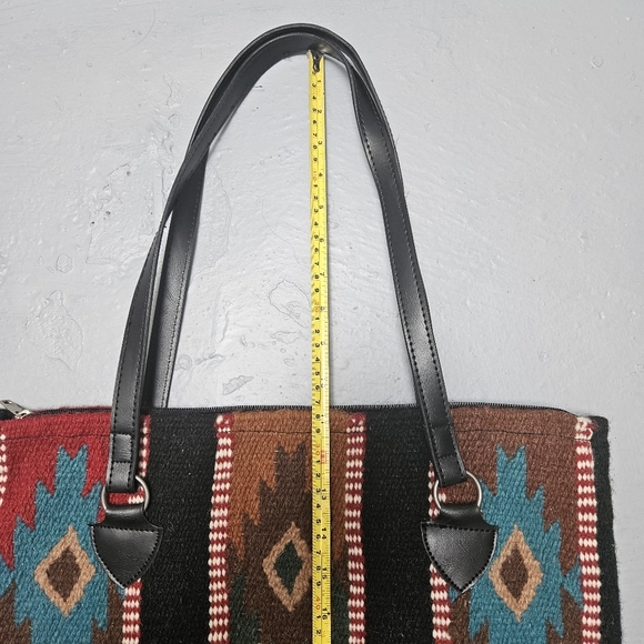 EL Paso Aztec Pattern  Native Handwoven Full zip Wool Blend Shoulder Bag - Picture 7 of 12